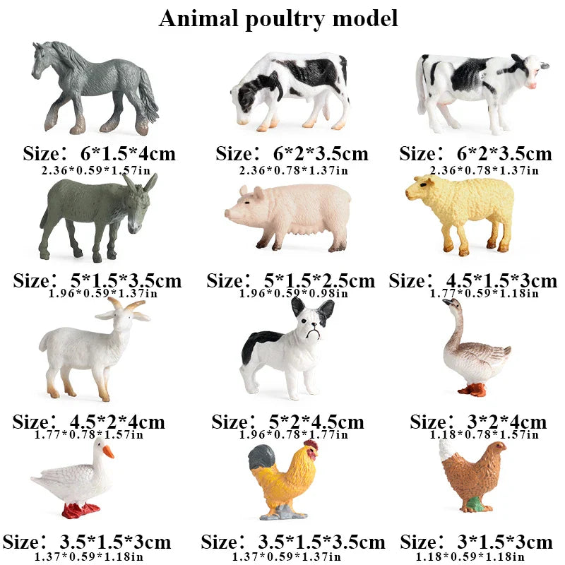 Montessori Miniature Lion Shark Horse Dinosaur Animals Model Set Action Figures
