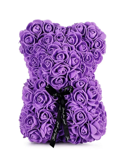 Rose Teddy Bear with Artificial Flowers - Romantic Gift for Girlfriend, Wife, or Mom