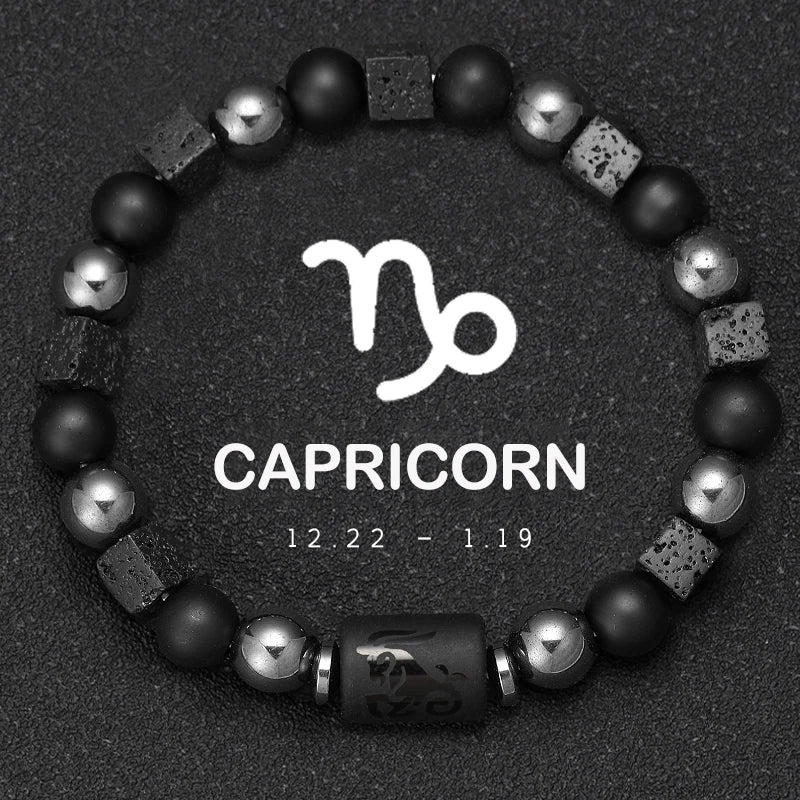 12 Zodiac Natural Stone Beaded Bracelet