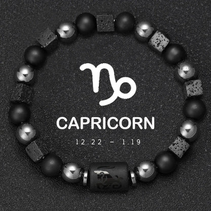 12 Zodiac Natural Stone Beaded Bracelet