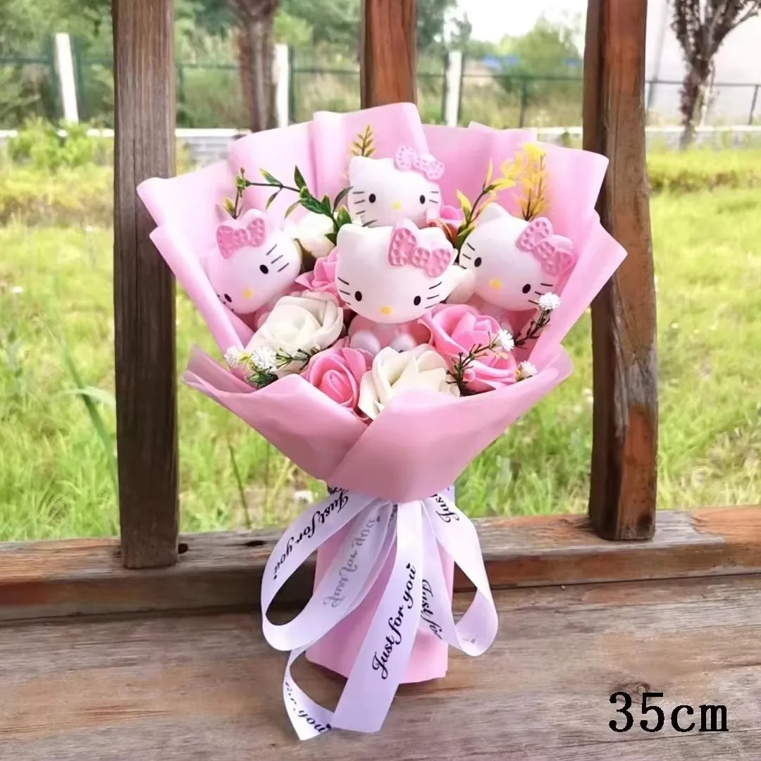 Cute Cat Plush Bouquet with Rose