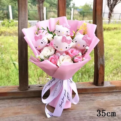 Cute Cat Plush Bouquet with Rose