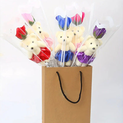 Artificial Rose Bear Soap Flower Bouquet