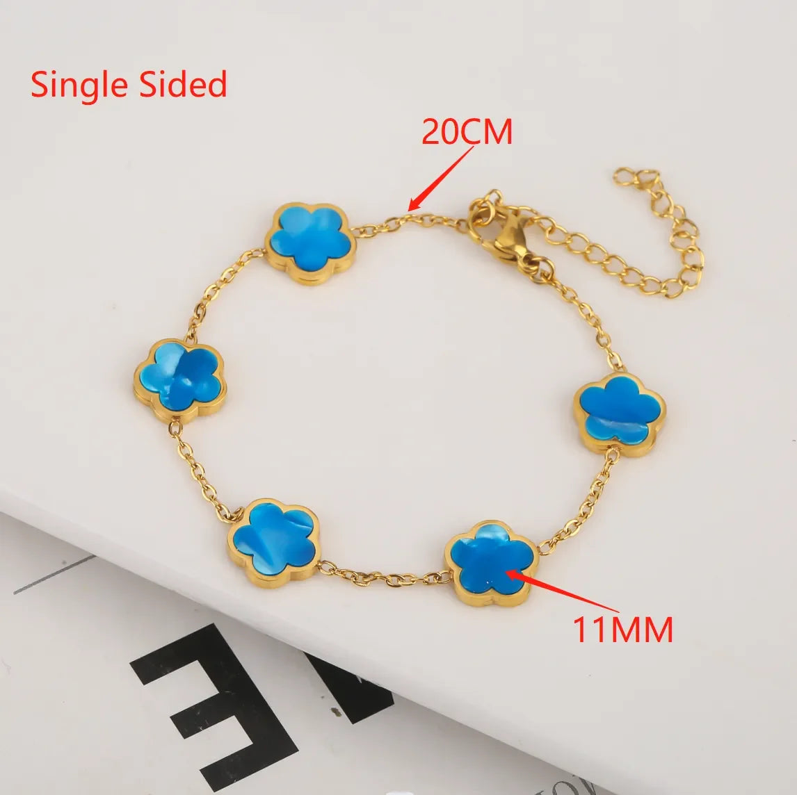 Gold Plated Five Leaf Flower Adjustable Bracelet