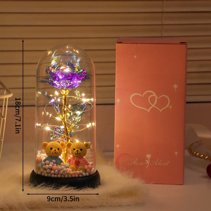 Eternal Rose LED Light in Glass Dome for Valentine's Day and Special Gifts