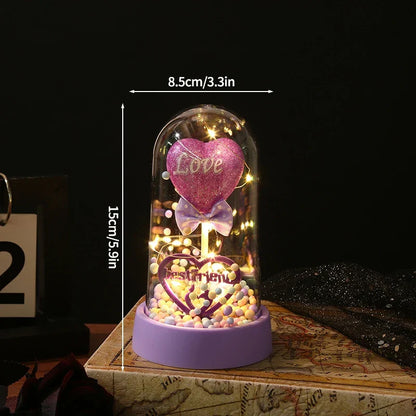 Glowing Galaxy Eternal Double Rose with LED Lights Romantic Gift for Valentine's Day and Wedding