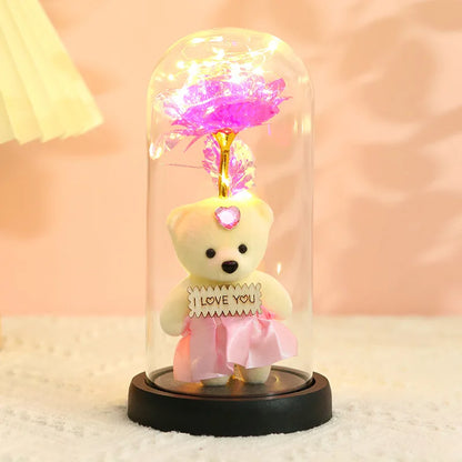 Eternal Rose LED Light in Glass Dome for Romantic Gifts