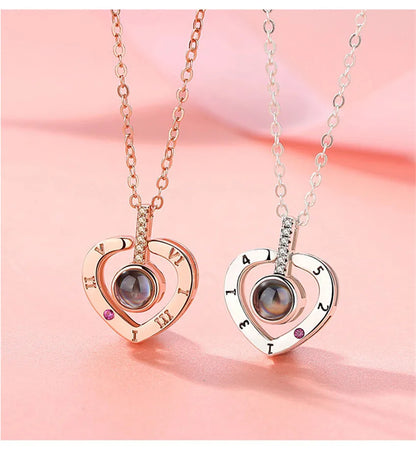 100 Languages Love Projection Heart Necklace
