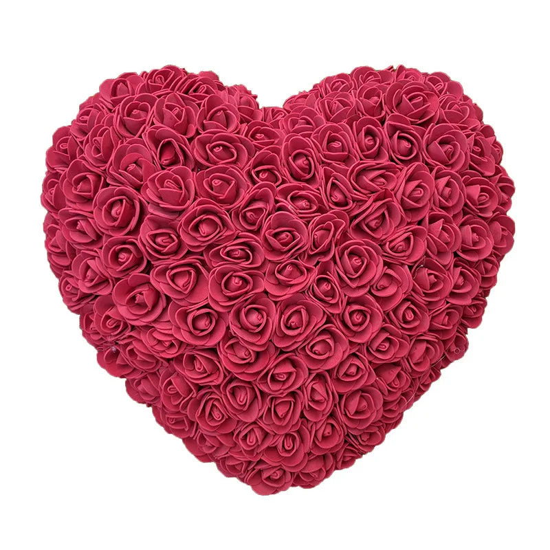 25cm Heart-Shaped Artificial Rose Bouquet for Valentine's Day, Wedding, and Home Decoration