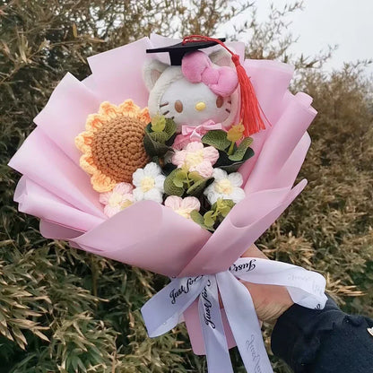 Cute Cat Plush Bouquet with Rose