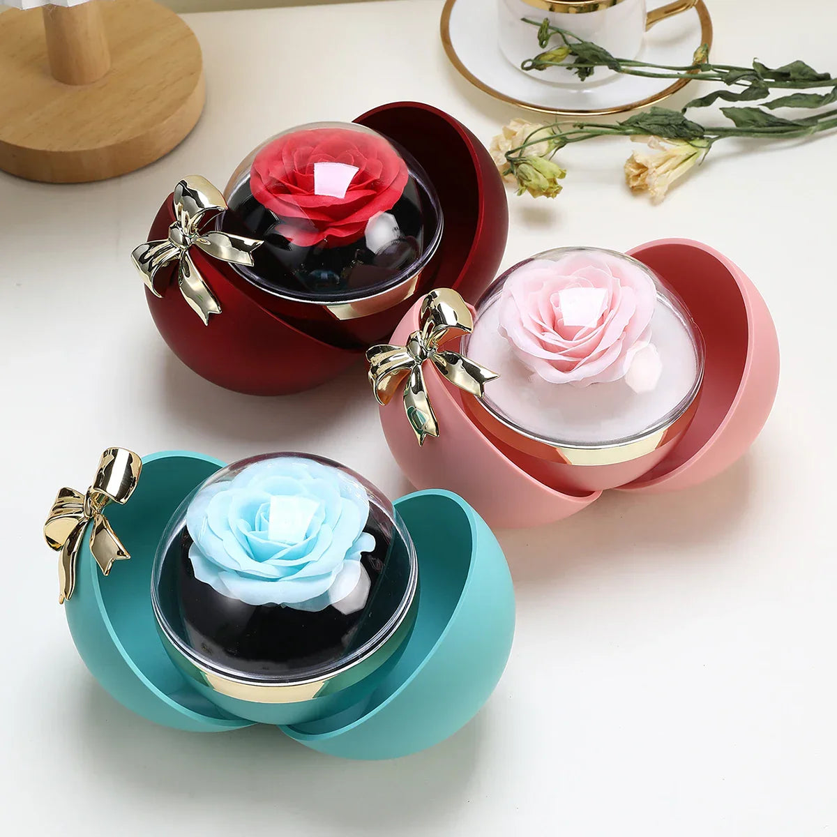 Round Eternal Rose Gift Box for Necklace, Ring, and Jewelry
