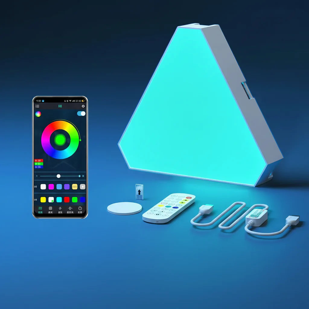 RGB Triangular Quantum Wall Lamp with Music Sync