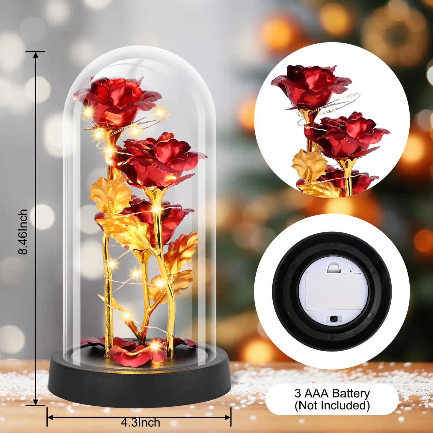 Glass Dome LED Rose - Romantic Gift for Women