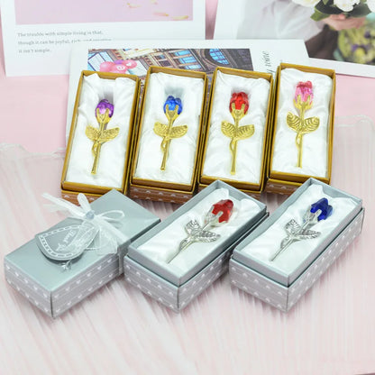 Crystal Rose Gold and Silver Artificial Flower Gift Box