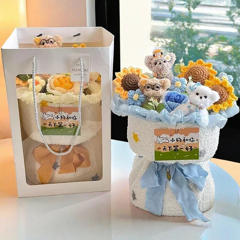 Handmade Crochet Rose and Sunflower Bouquet for Special Occasions