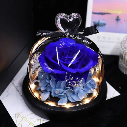 Forever Preserved Rose in Glass with Lamp for Valentine and Special Occasions