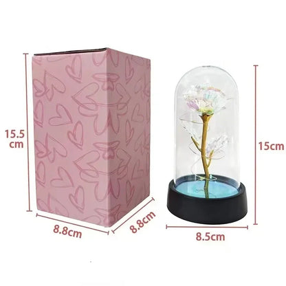 Eternal LED Rose in Glass Dome for Valentine's Day, Wedding, and Romantic Gifts