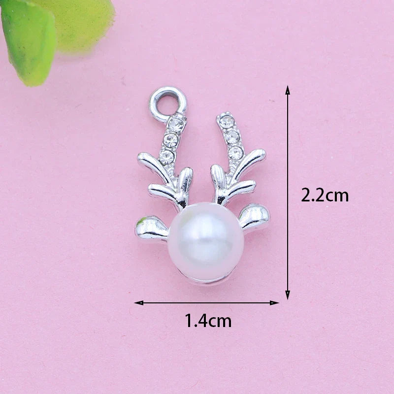 Crystal Pearl Deer Charm Set for Jewelry Making