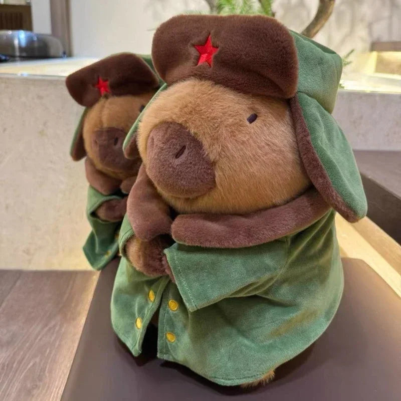 25cm Kapibara Plush Toy with Jacket Soft Stuffed Animal Doll for Gifts