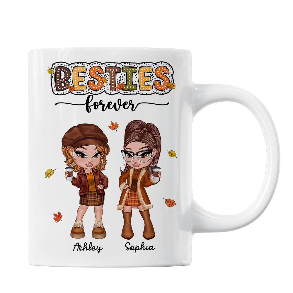 Y2K Fall Season Best Friends Sisters Colorful Pattern Personalized Mug, Gift For Besties