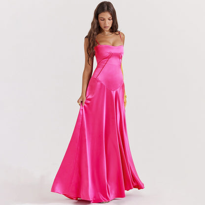 Satin Back Tie-Up Maxi Dress