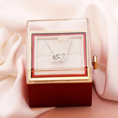 Personalized Heart Name Pendant Necklace with Rose Gift Box