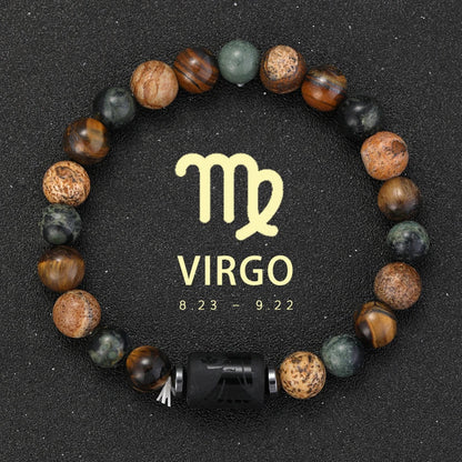 12 Zodiac Natural Stone Beaded Bracelet