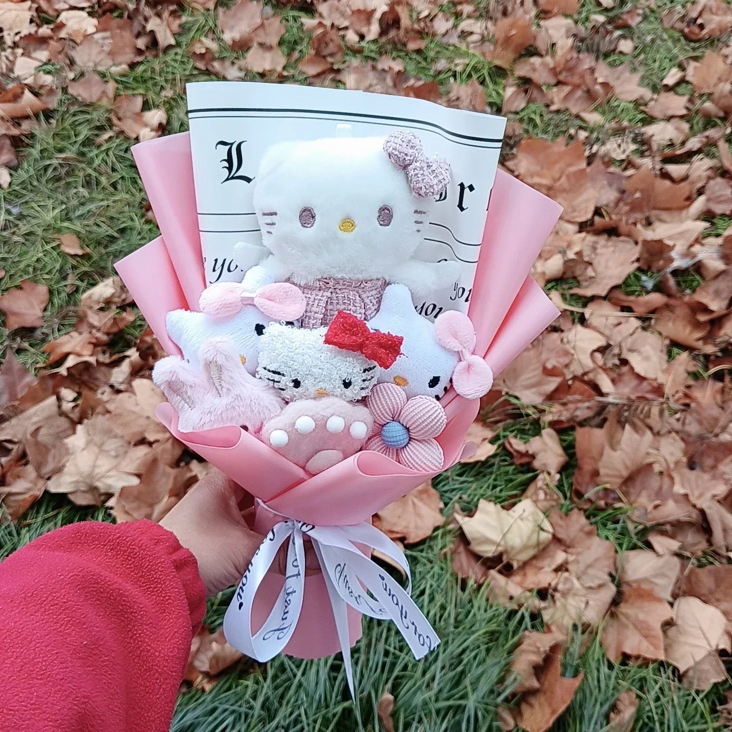 Cute Cat Plush Bouquet with Rose
