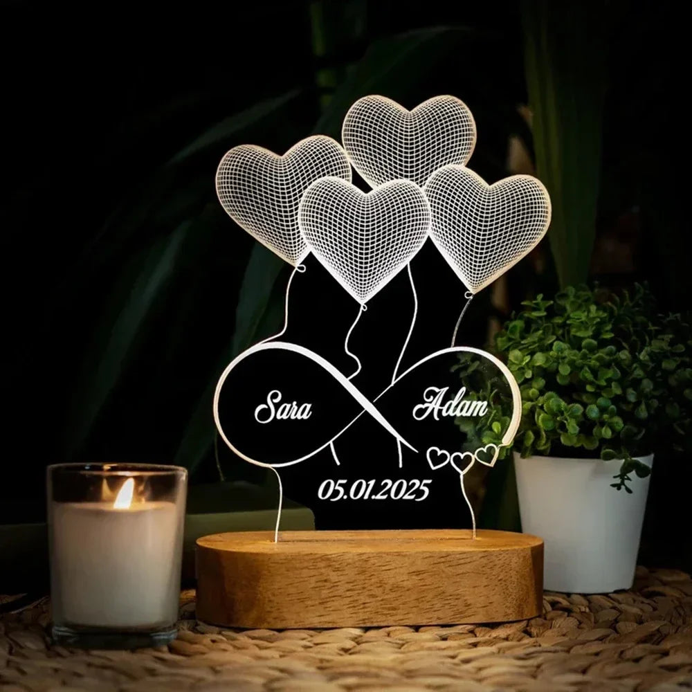 Personalized 3D Photo Night Light with Custom Text