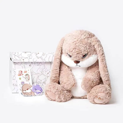 42cm Plush Angry Rabbit Soft Toy Cute Curly Hair Bunny Cushion for Kids and Room Decor