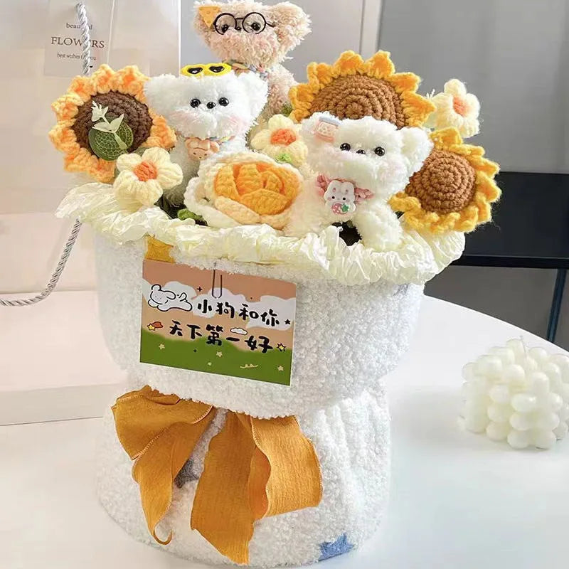 Handmade Crochet Rose and Sunflower Bouquet for Special Occasions