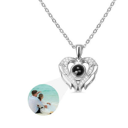 Personalized Heart Photo Projection Necklace with 100 Languages
