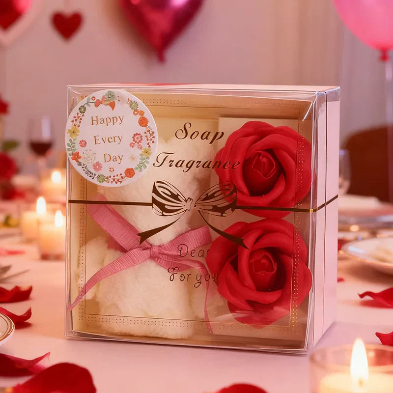 Towel Bear Soap Flower Gift Box for Valentine's Day, Wedding, Mother's Day, and Birthday