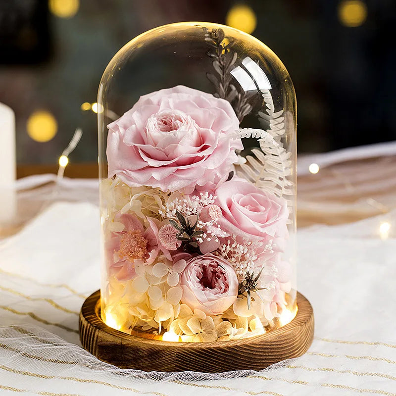 Eternal Rose Glass Dome Light Decor