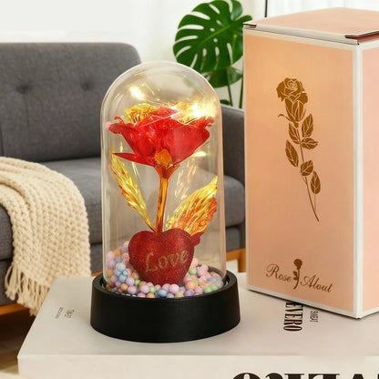 Golden Eternal Rose Night Light Decoration