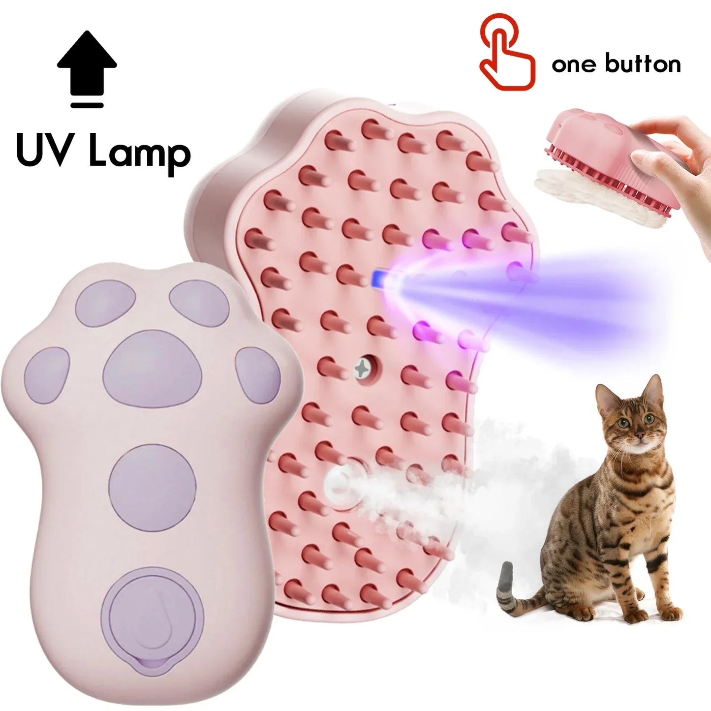 Steamy Pet Brush With Built-In Sprayer