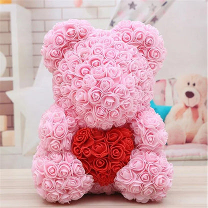 25-40cm Rose Teddy Bear - Handmade Flower Bear Gift for Valentine's Day or Birthday