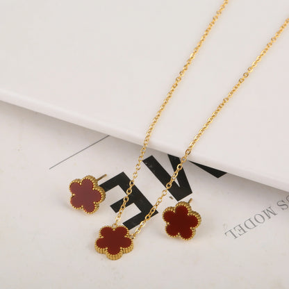 Gold Plated Five Leaf Flower Adjustable Bracelet