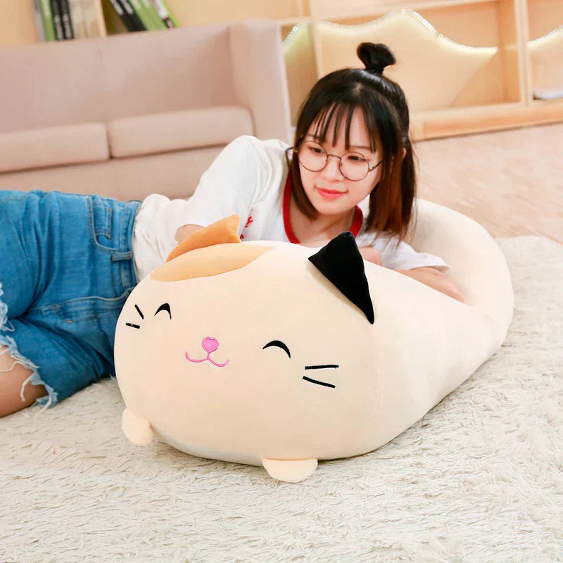 Huge Plush Animal Pillows - Adorable Cat, Piggy & Hamster Cushions
