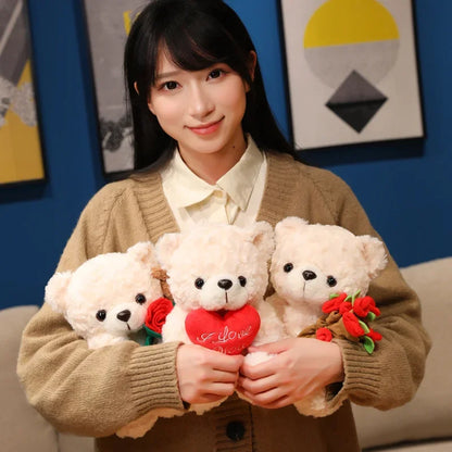 Sitting Bear Plush Toy with Heart Gift for Her