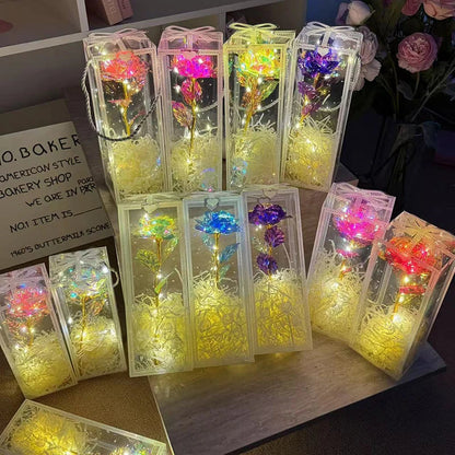 Eternal Rose LED Light with Acrylic Cover Romantic Desktop Flower Decoration