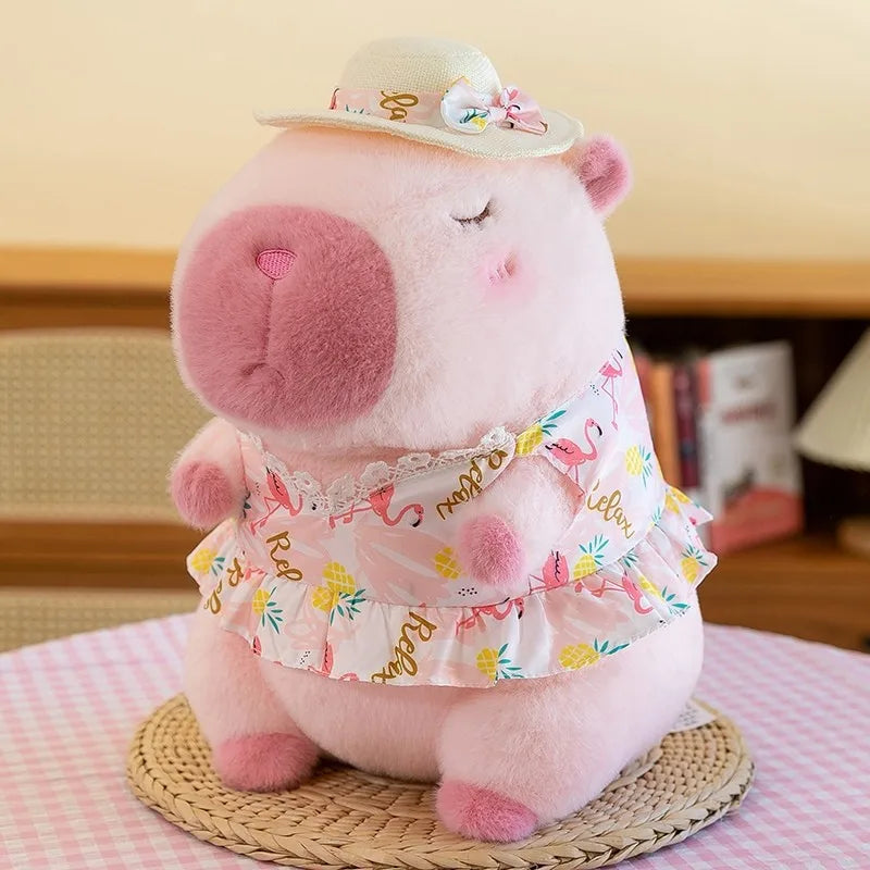 Cute 21cm Capybara Plush Toy - Fluffy Beach Style Stuffed Animal Gift