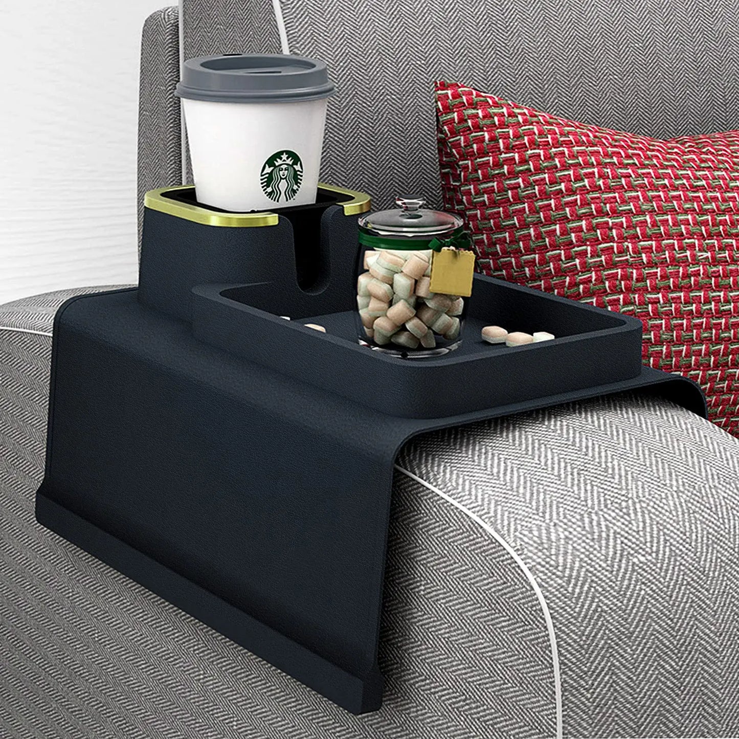 Sofa Armrest Tray With Cup Holder Spill-Proof Sofa Coaster