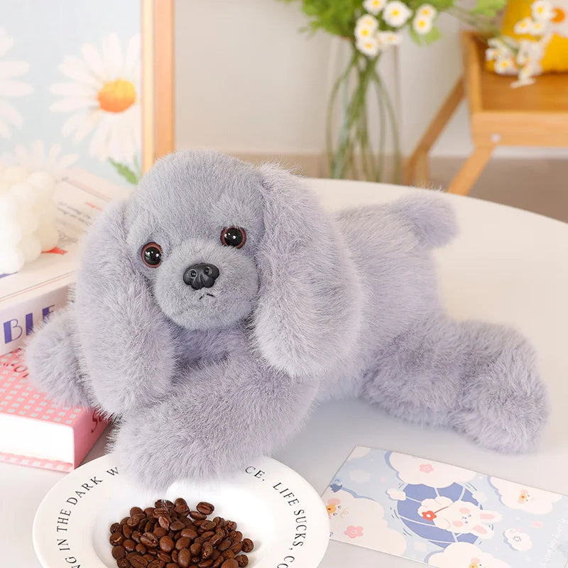 Soft & Cuddly 30CM Prone Simulation Dog Plush Toy for Warm Companionship