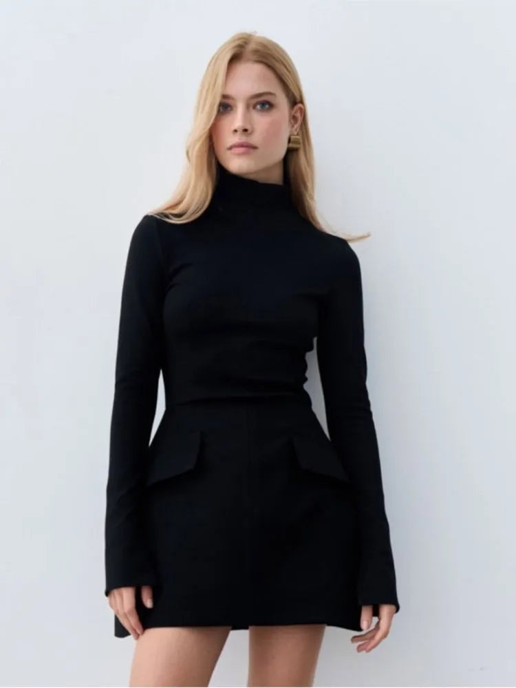 Long Sleeve High Neck Mini Dress