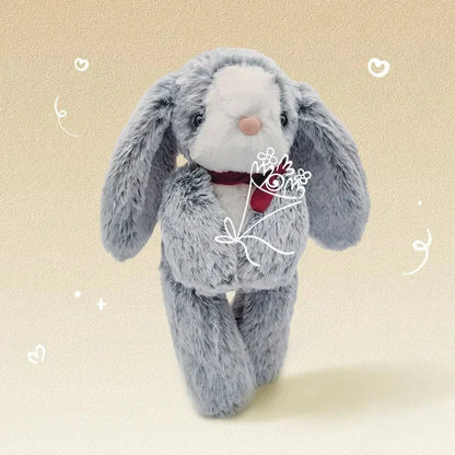 Soot Bonnie Rabbit Plush Doll - Soothing Companion with Red Ribbon