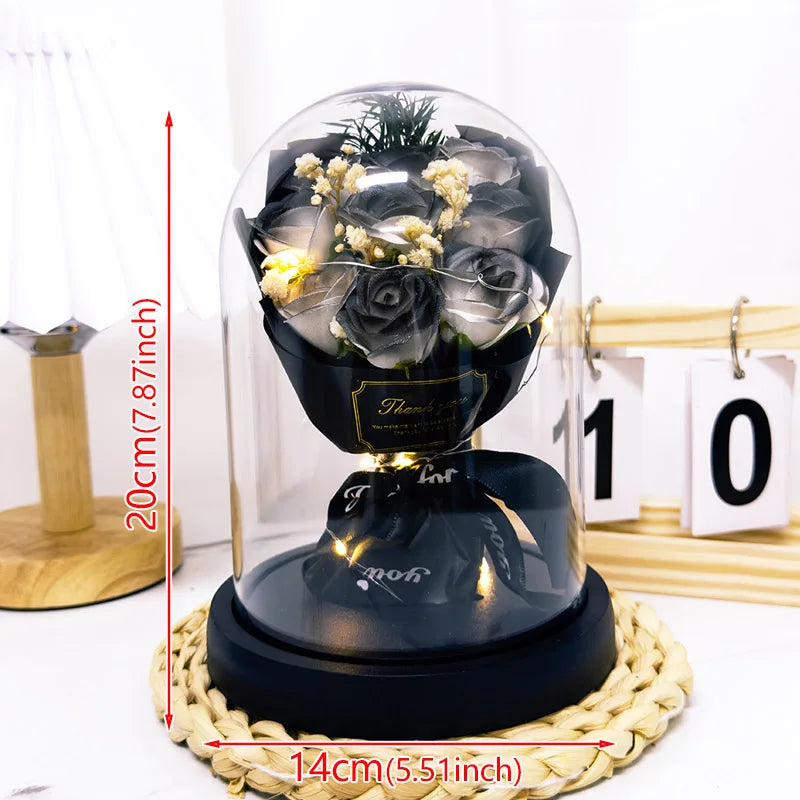 Eternal LED Rose Acrylic Dome Decor