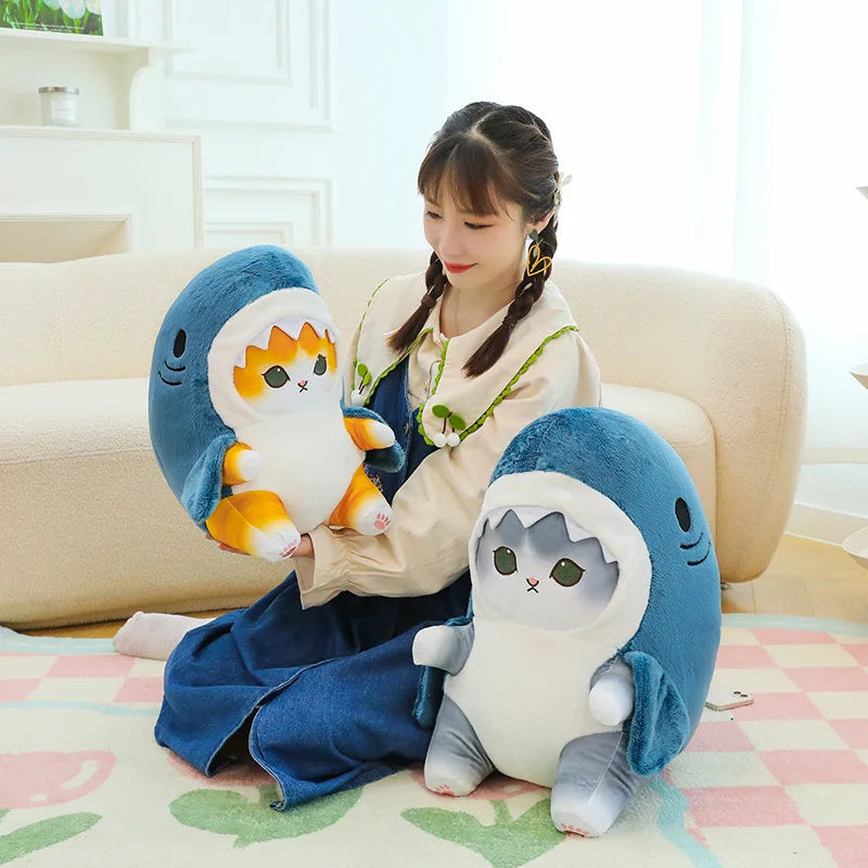 Transformed Cat Doll Plush Toy - Adorable Shark Design for Kids