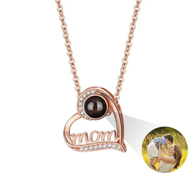 Personalized Heart Photo Projection Necklace with 100 Languages