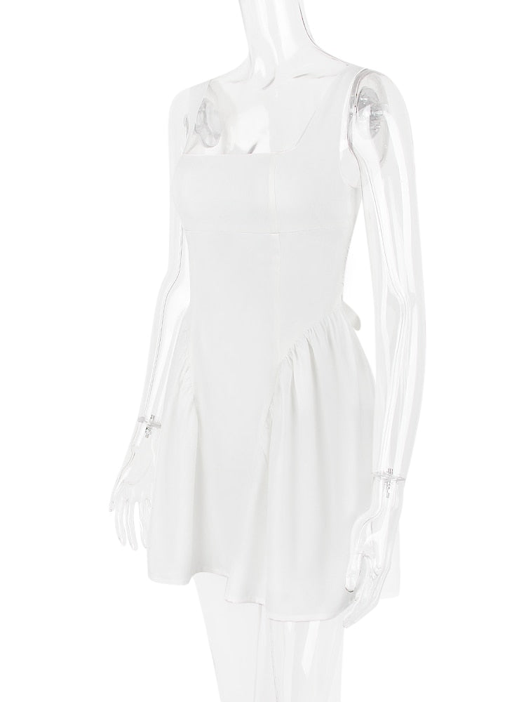 White Backless Bow Mini Dress
